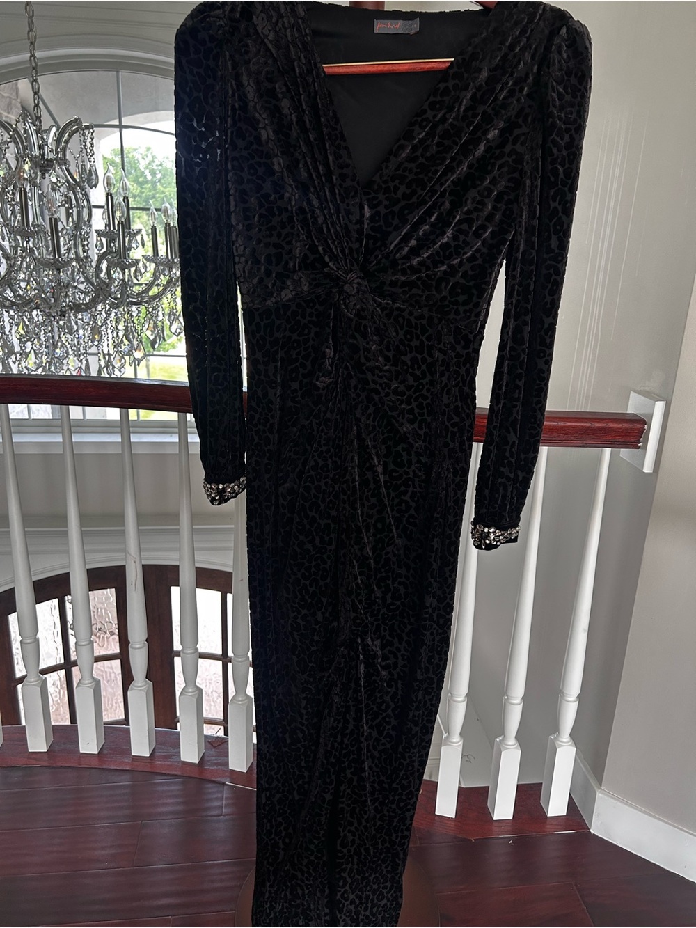 Elegant Black Velvet Twist-Front Maxi Dress